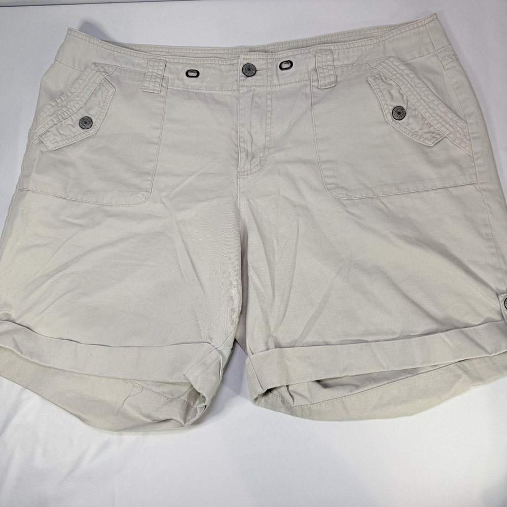 Venezia Shorts Women's Beige Size 20 100% Cotton‎ Cuffed Cargo Pockets